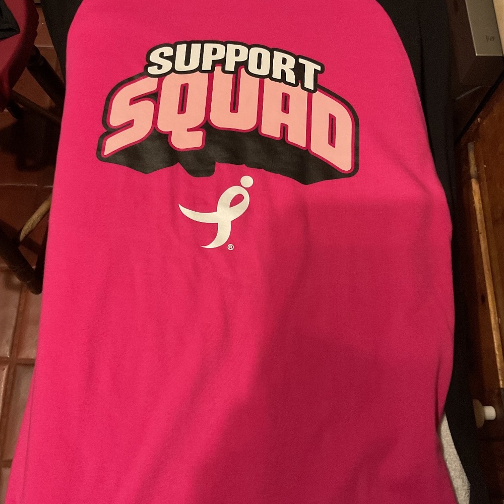 Women's T Shirt Breast Cancer Awareness Black Pink Long Sleeve Susan G. Komen M